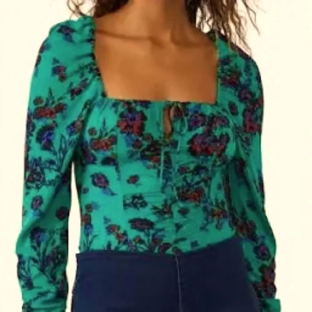 🛍️Free People Hilary Printed Top C green Combo Size L💥